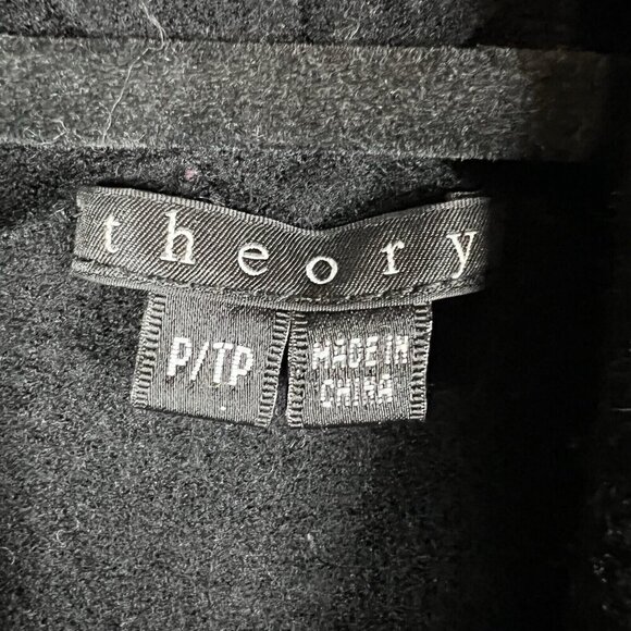 Theory V Neck Knit Sweater Merino Wool Long Sleeve Wool Fitted Petite Black Zip - Picture 7 of 10